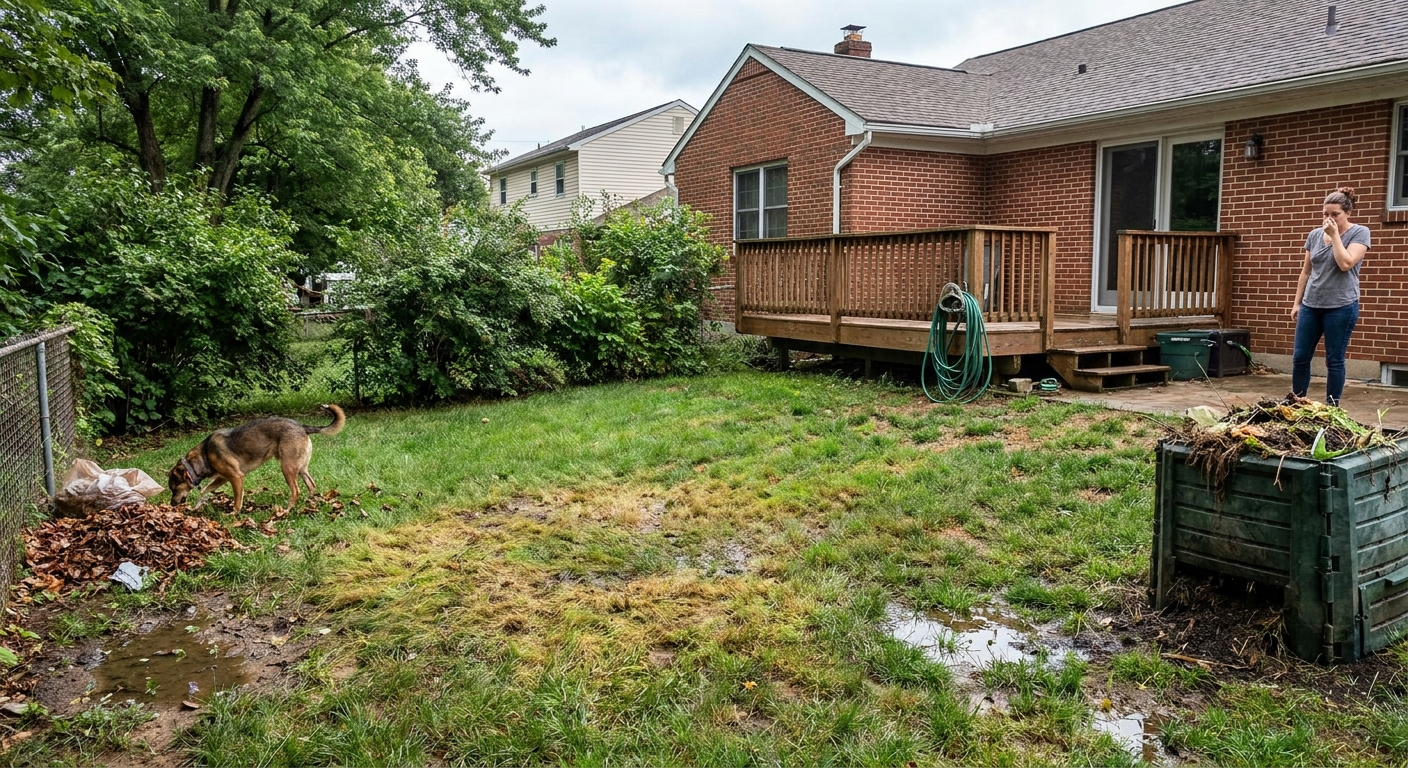 Yard in York with odor issues and solutions