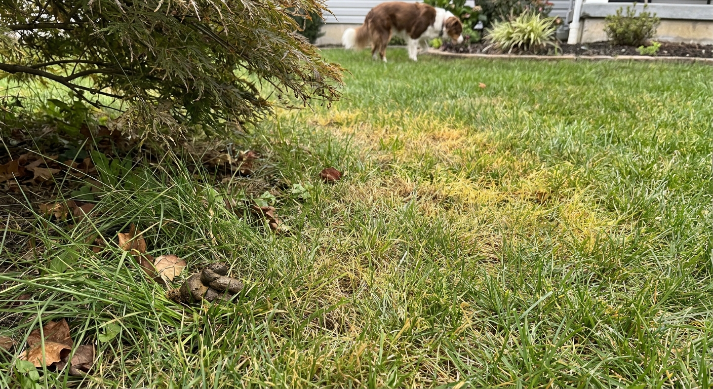 Pet waste damage on lawn and cleanup solutions